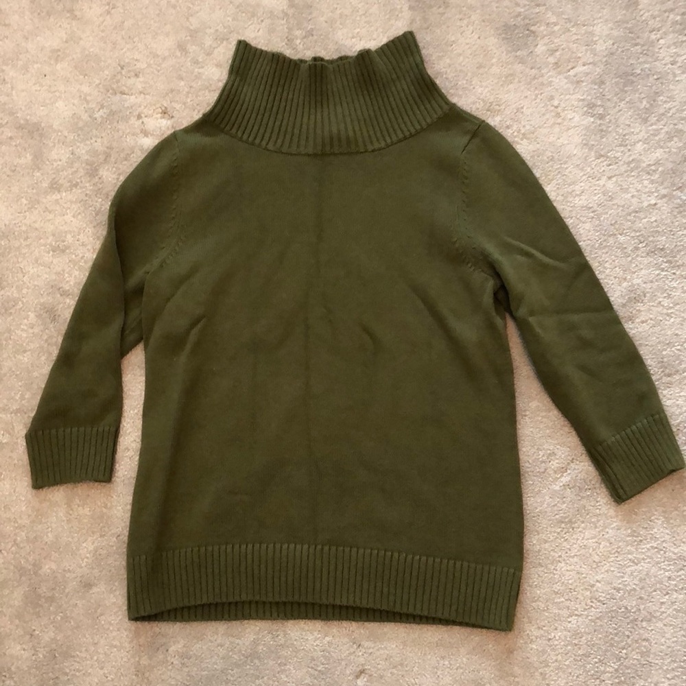 NWOT Talbots Green Ribbed Turtleneck Sweater L